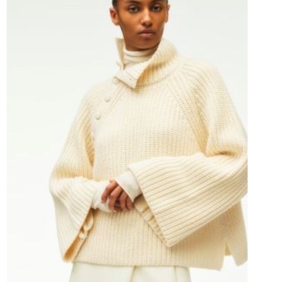 Zara A/W 2022 Collection Heavyweight Off-White Buttoned Turtleneck Sweater L NWT - Picture 8 of 8